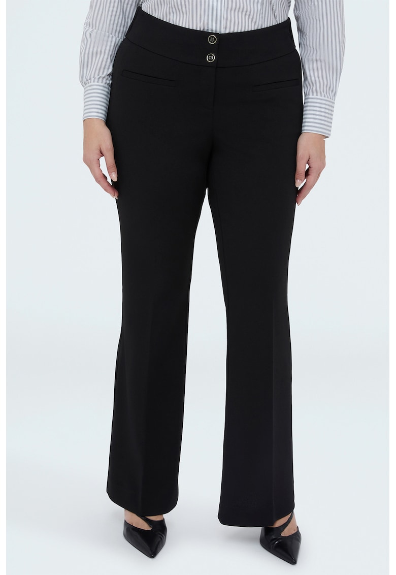 Pantaloni evazati cu talie inalta - Negru