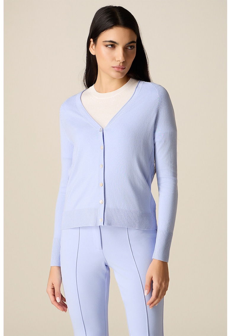 Cardigan cu decolteu in V si nasturi - Albastru lavanda