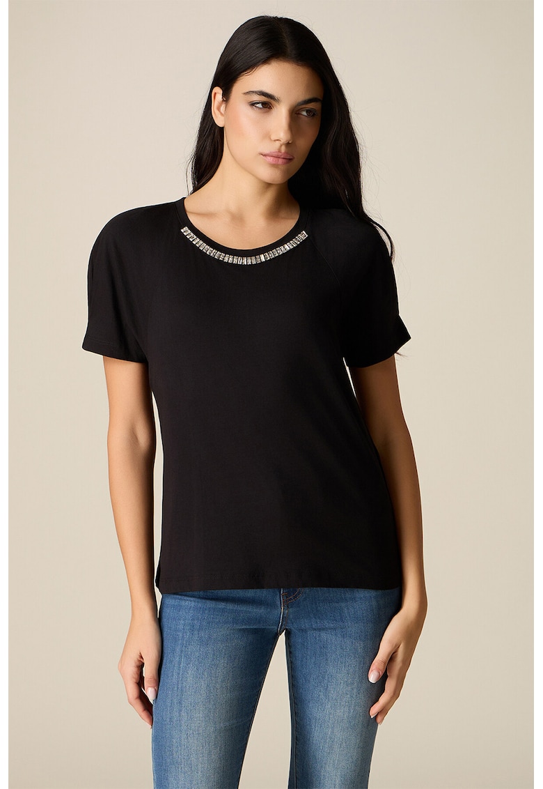Tricou cu maneci raglan - Negru/Argintiu