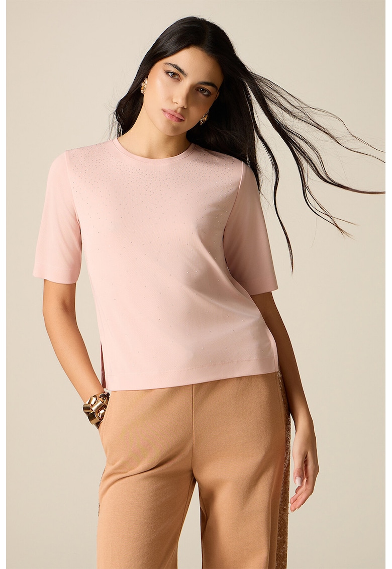 Tricou regular-fit cu model uni - Roz