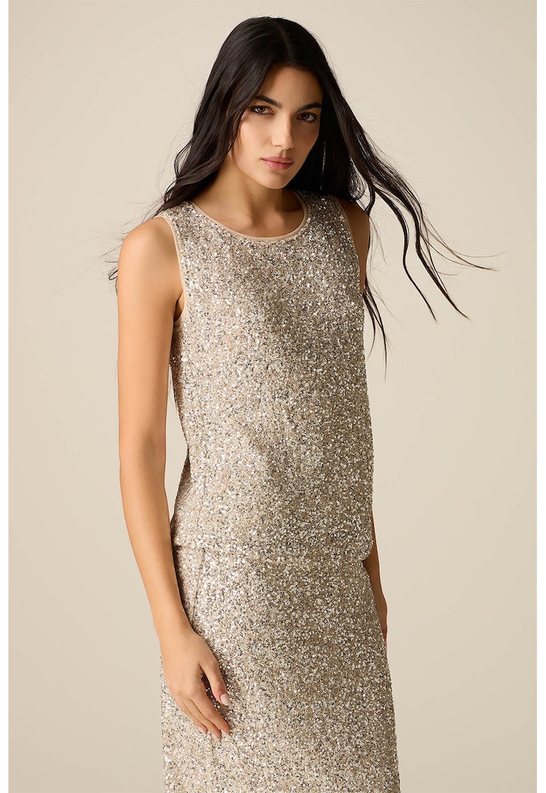 Top regular-fit cu decolteu rotund - Auriu