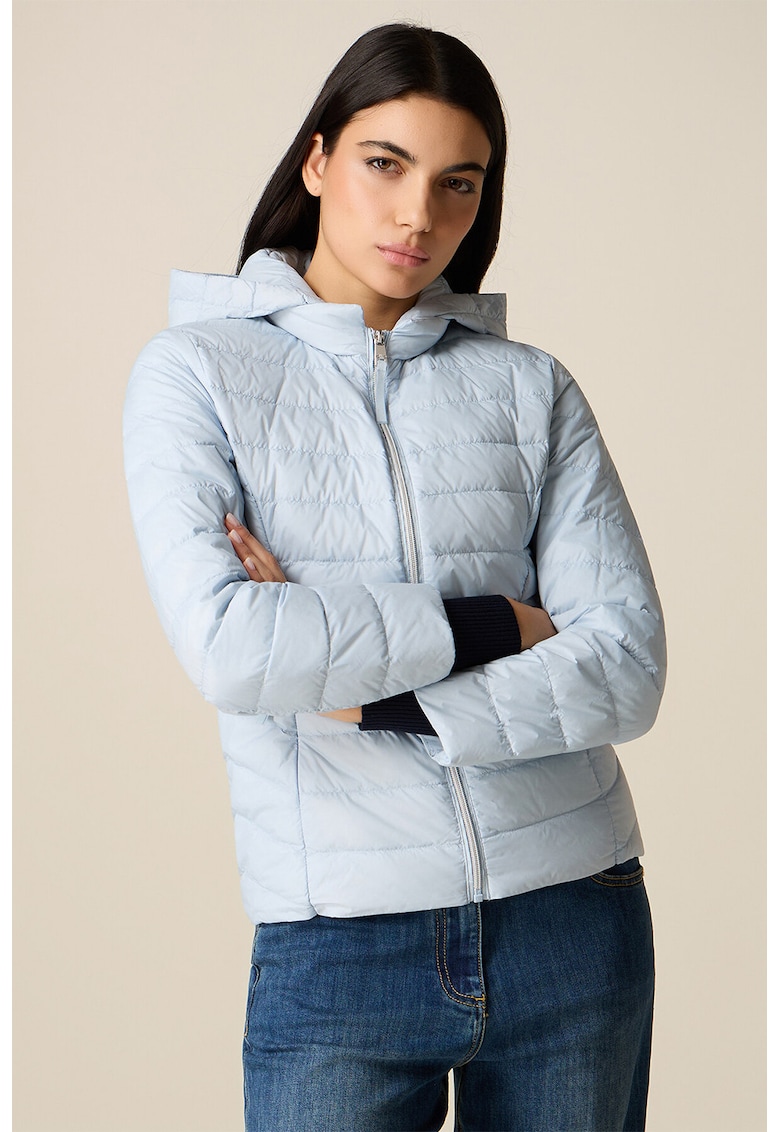 Jacheta matlasata cu gluga - Albastru pastel