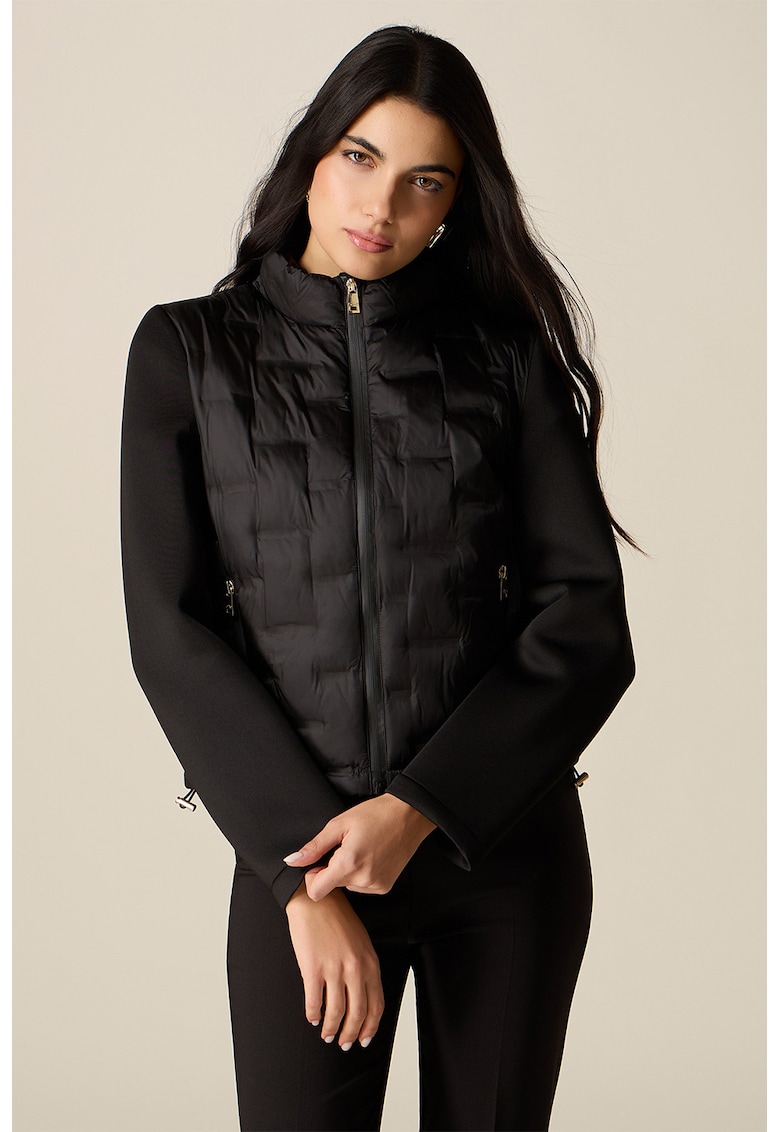 Jacheta cu buzunare laterale si fermoar - Negru