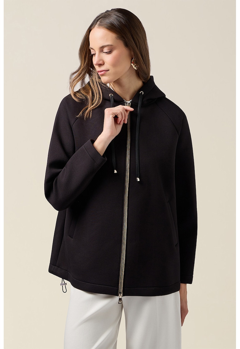 Jacheta cu gluga si fermoar - Negru