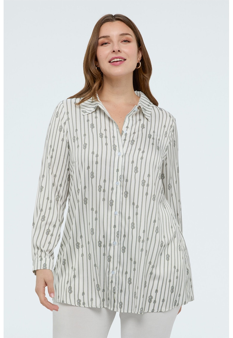 Camasa lejera cu imprimeu - Negru/Alb murdar