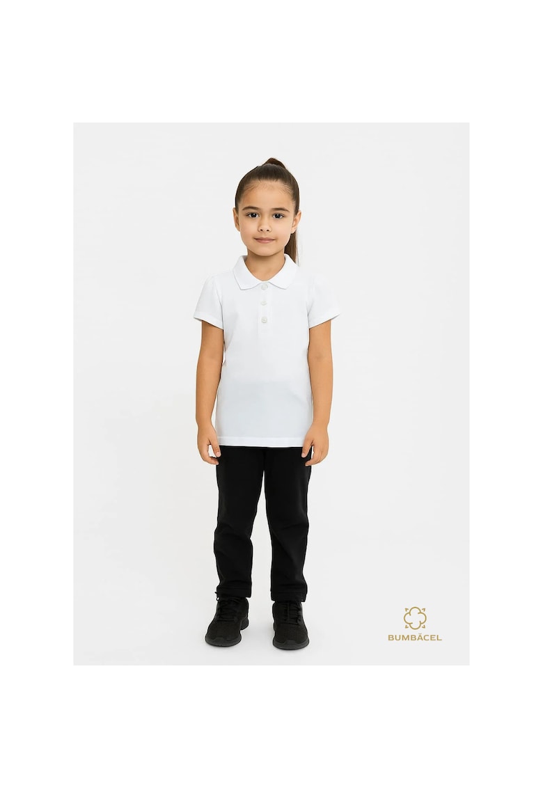 Tricou polo din bumbac - cu maneca scurta - pentru fetev