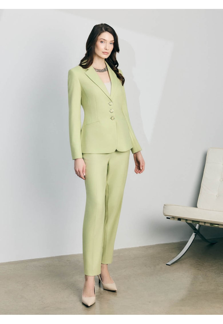 Sacou regular fit cu revere decupate - Verde fistic