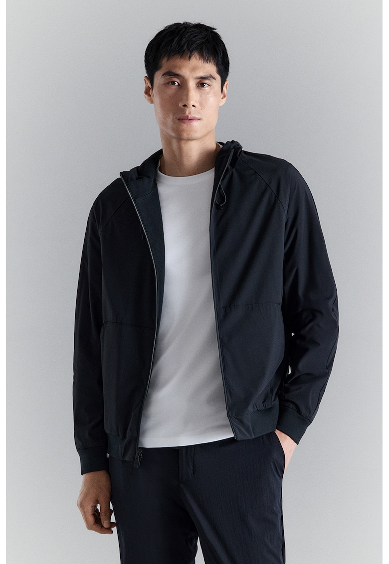 Hanorac cu model uni si fermoar - Bleumarin