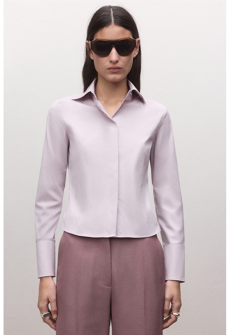Camasa slim fit cu inchidere ascunsa - Lila