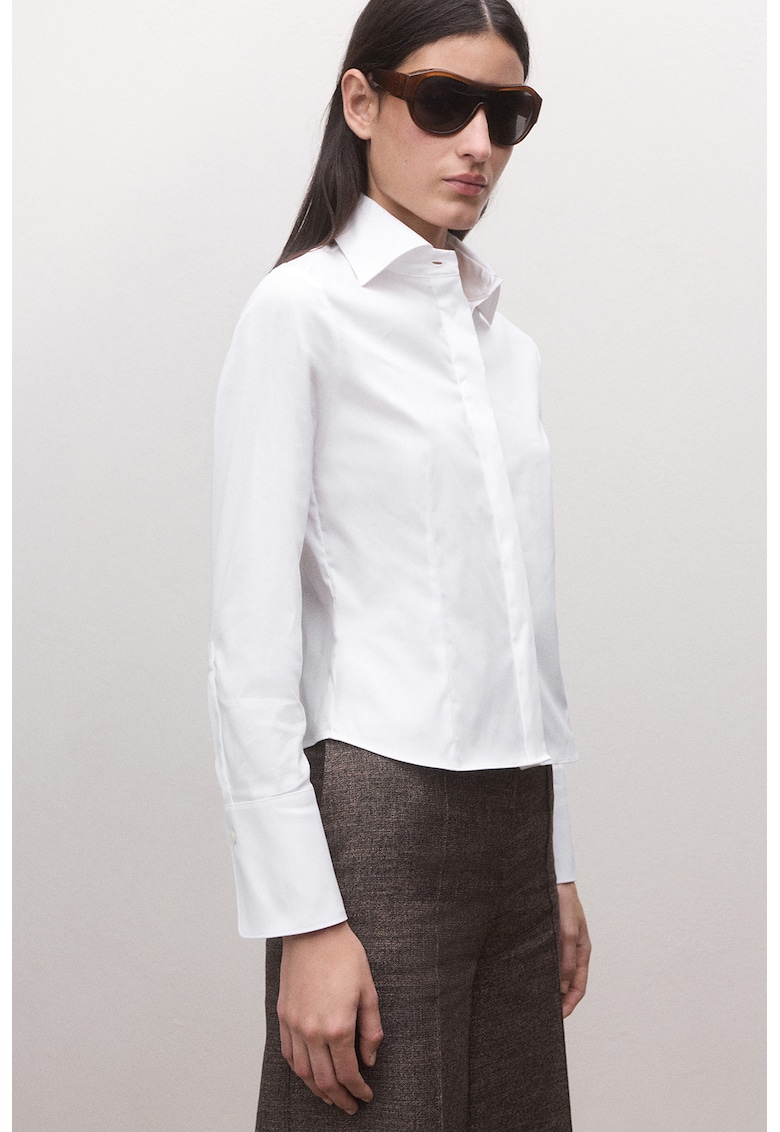 Camasa regular fit cu guler clasic - Alb optic