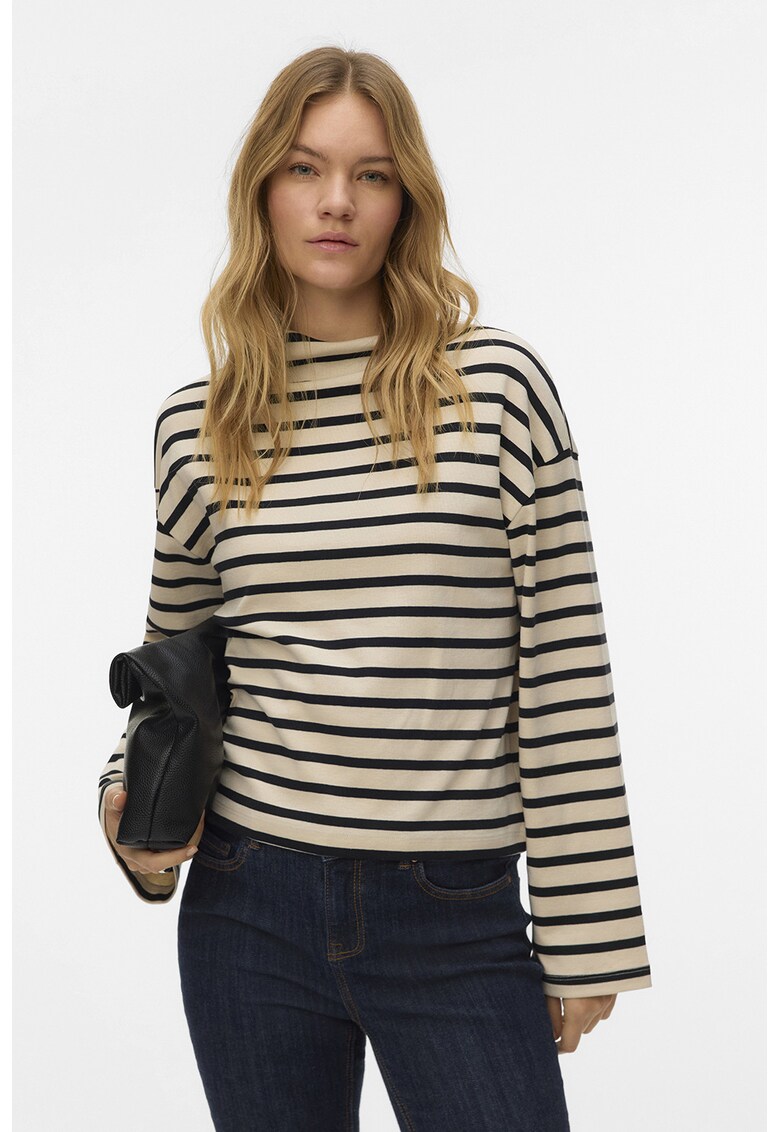 Bluza de bumbac organic - Negru/Bej deschis