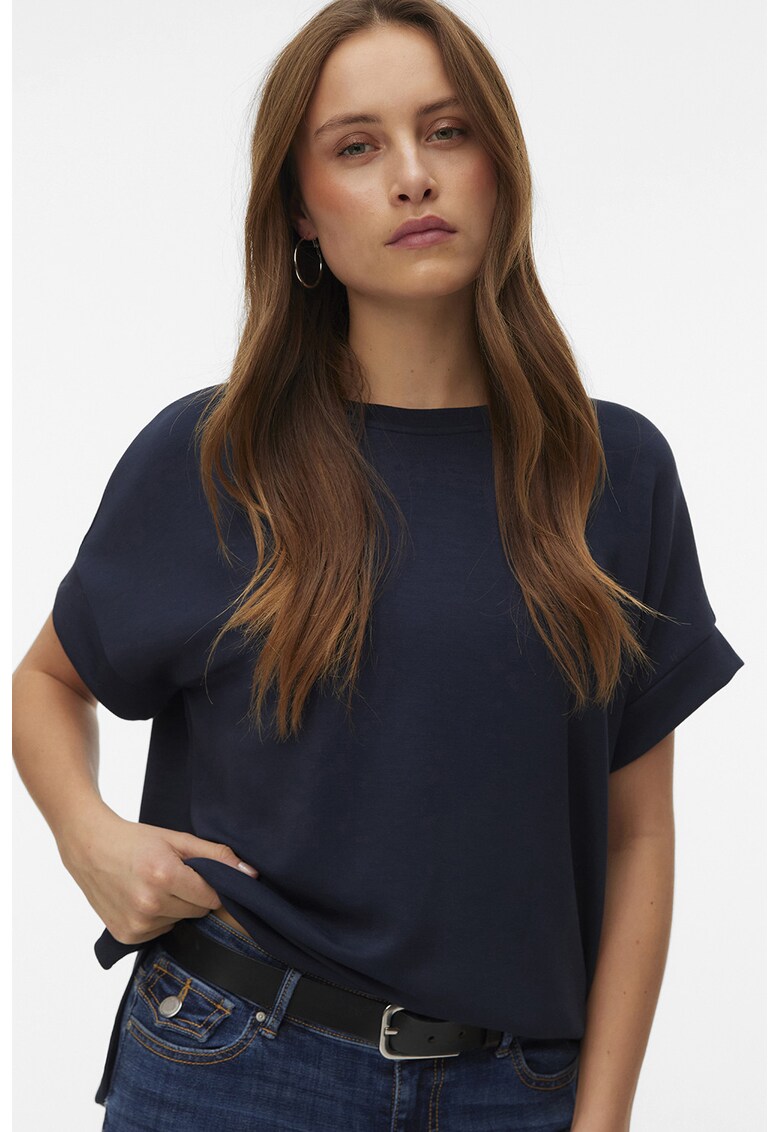 Tricou uni cu croiala lejera - Bleumarin