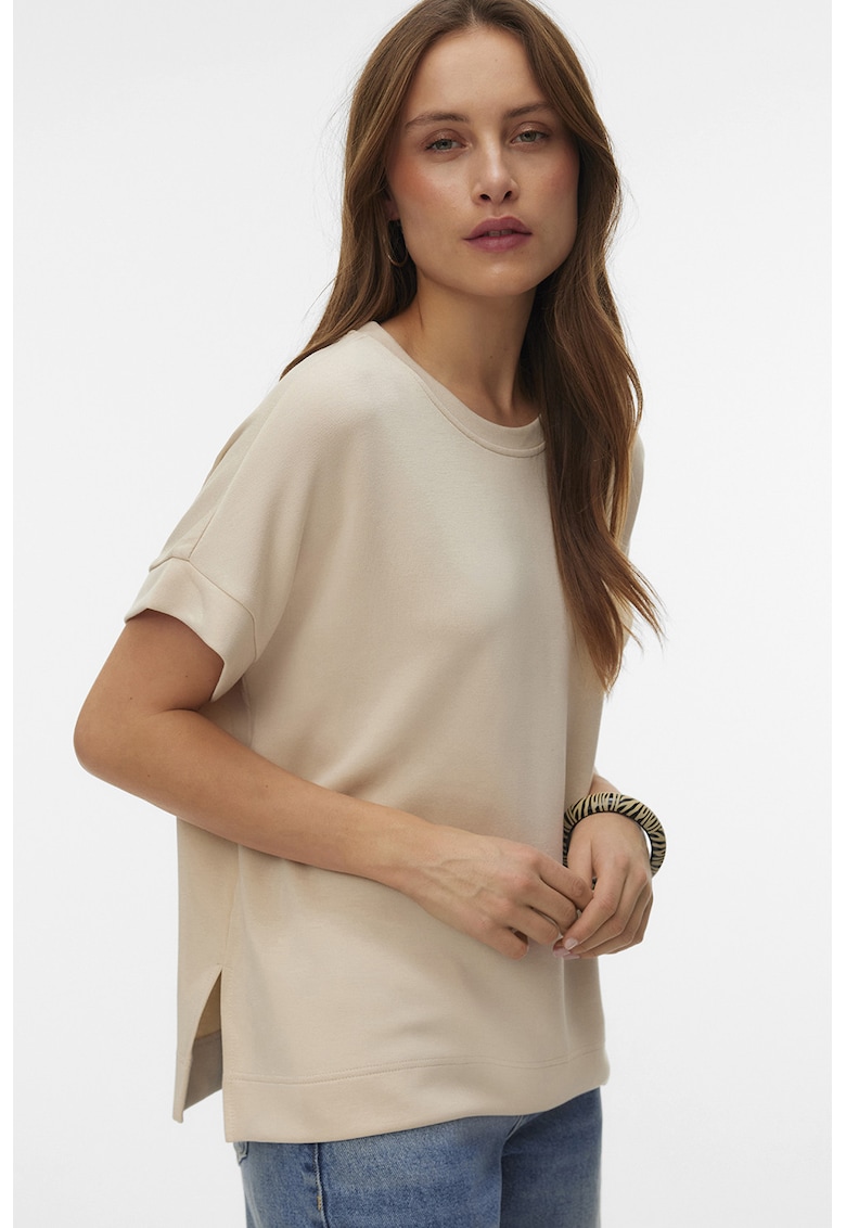 Tricou uni cu croiala lejera - Bej deschis