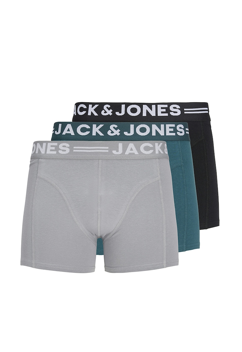 Set de boxeri cu banda logo in talie - 3 perechi - Negru/Gri/Verde persan