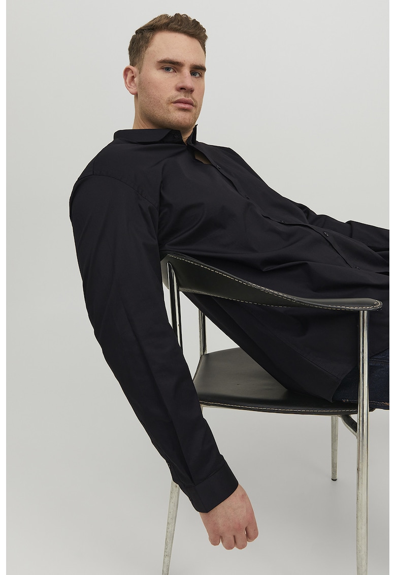 Camasa lejera din amestec din bumbac organic - Negru