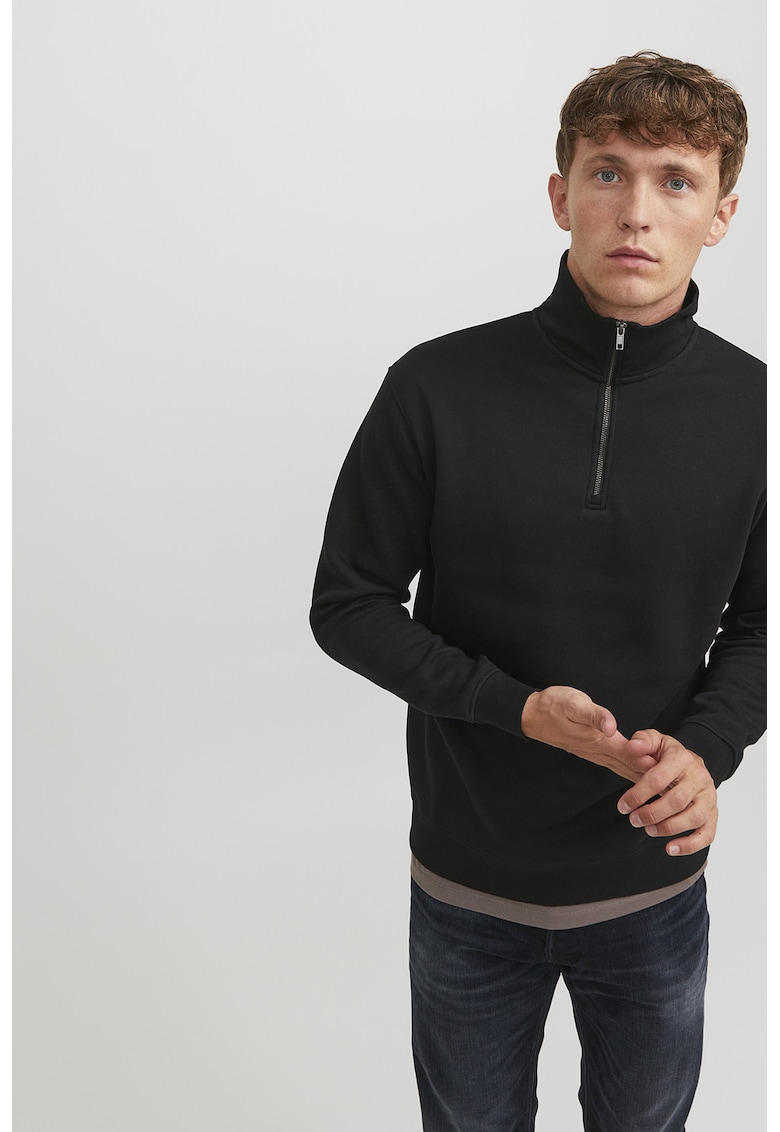 Bluza de trening cu fenta cu fermoar - Negru