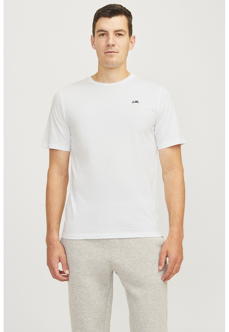 Tricou de bumbac cu decolteu la baza gatului - Alb