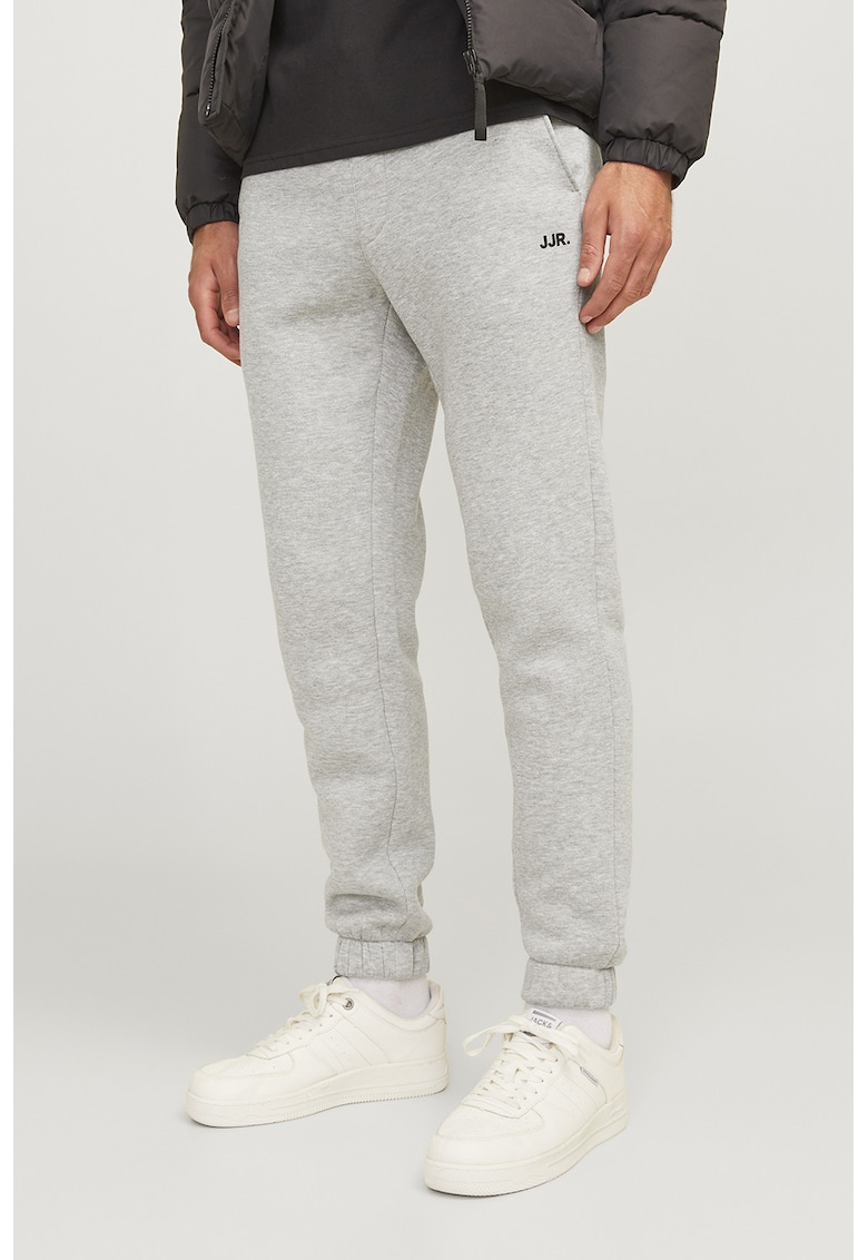 Pantaloni de trening cu croiala conica si snur - Gri deschis melange