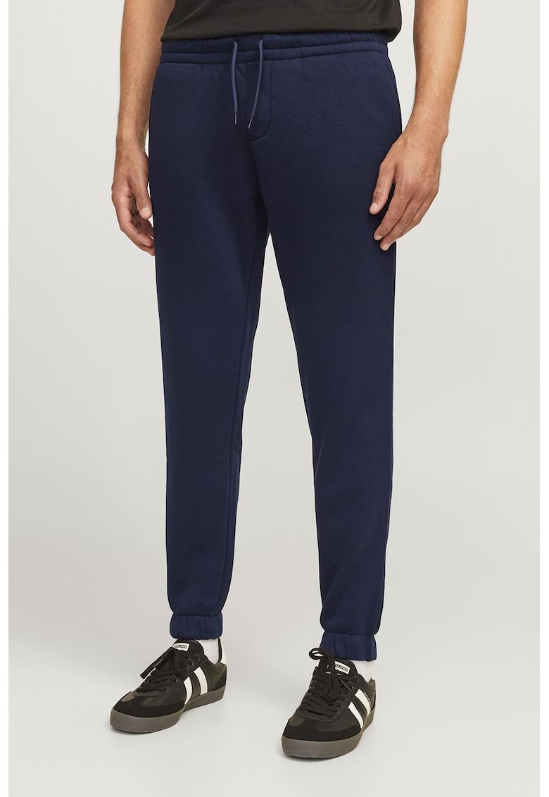 Pantaloni de trening cu croiala conica si snur - Bleumarin