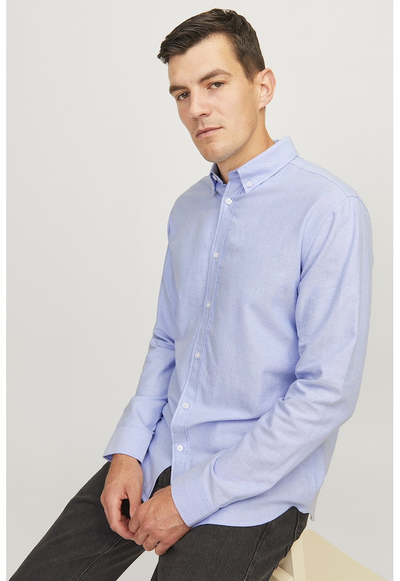 Camasa regular fit cu guler Oxford - Albastru