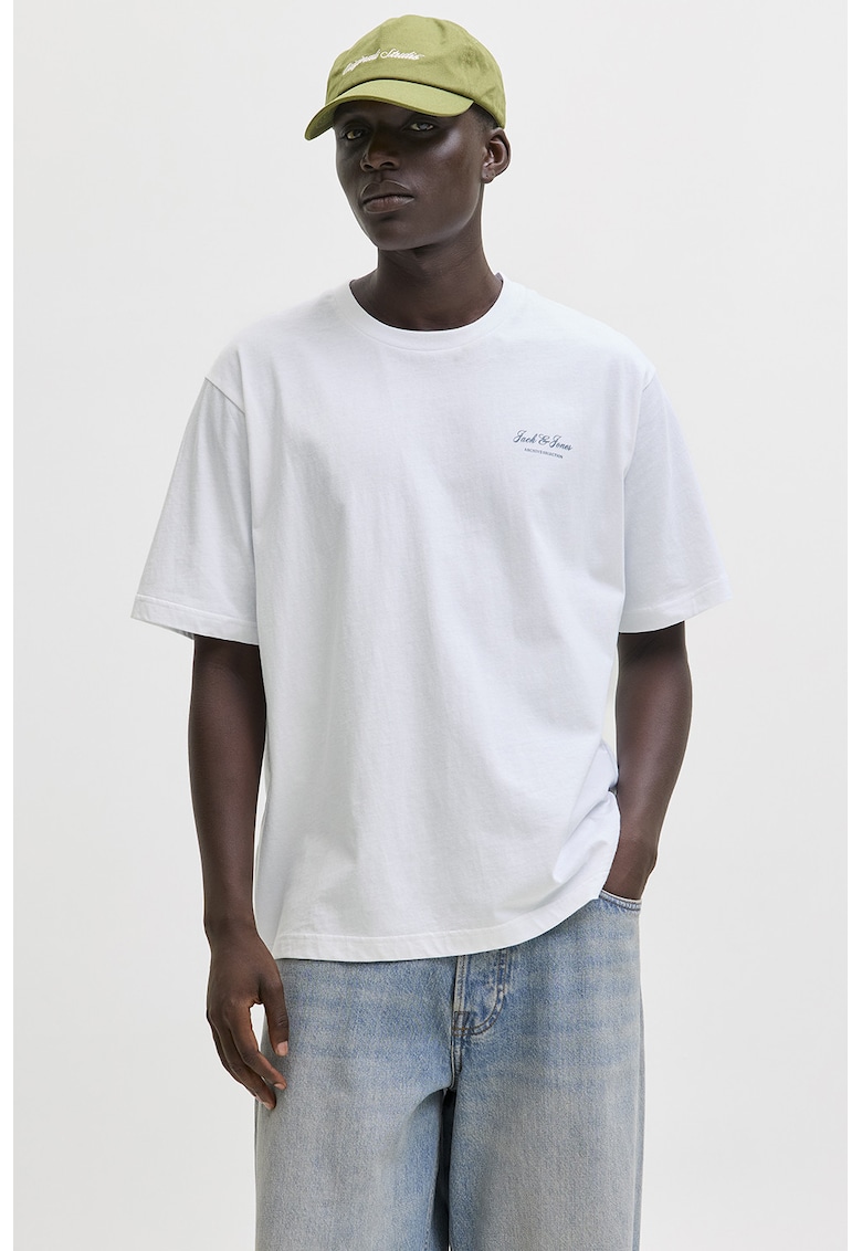 Tricou de bumbac organic cu imprimeu logo - Alb optic