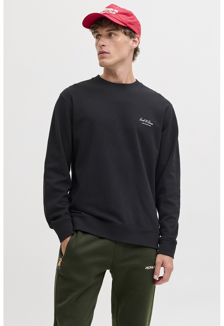 Bluza de trening din amestec de bumbac cu decolteu la baza gatului - Negru