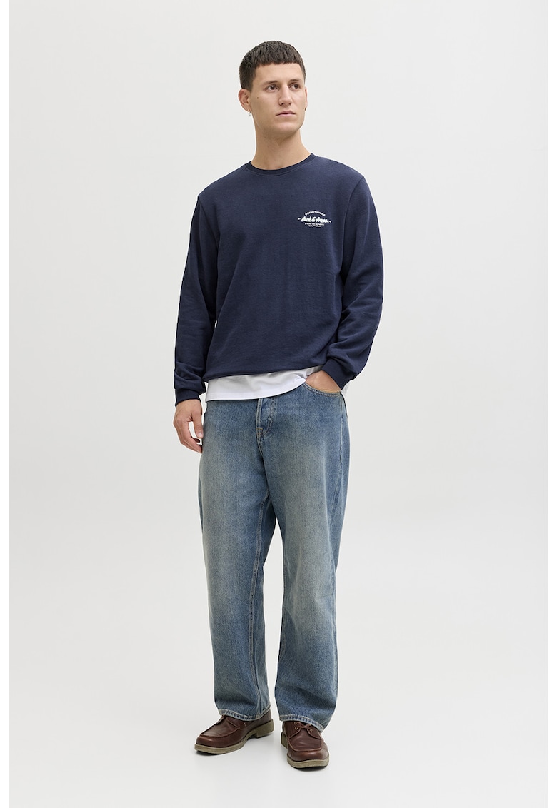 Bluza de trening din amestec de bumbac organic cu logo discret - Bleumarin