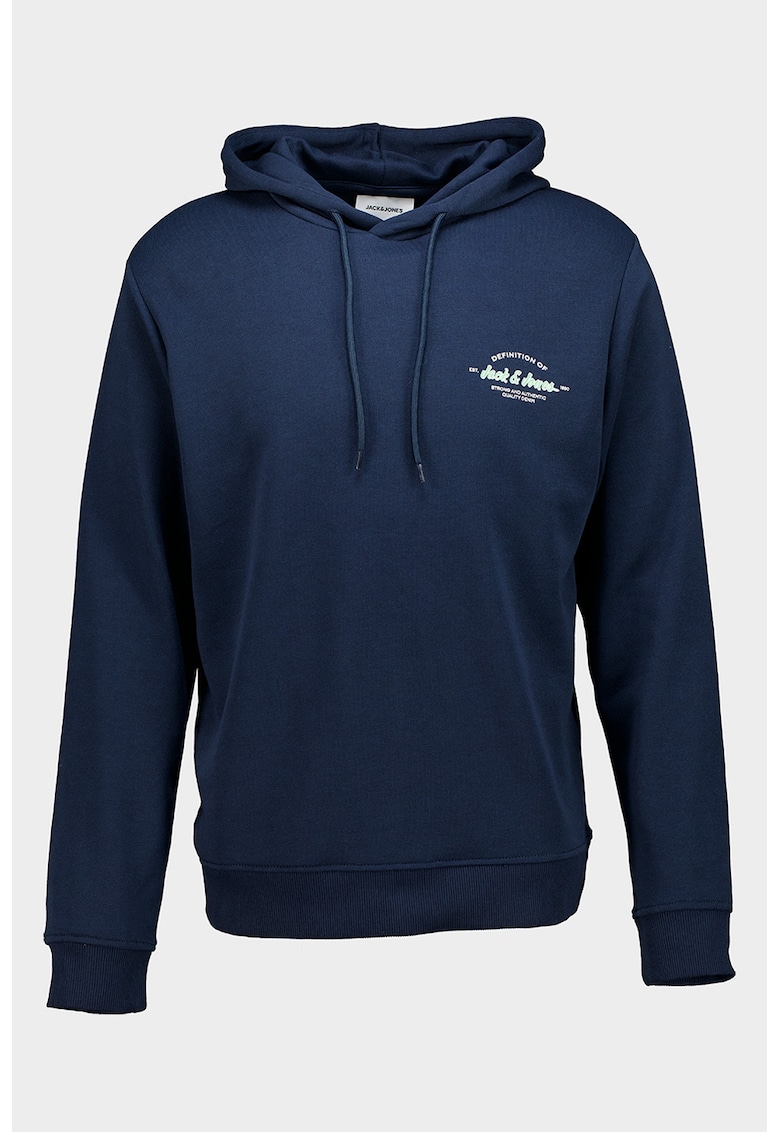 Hanorac din amestec de bumbac organic - Verde lime/Bleumarin