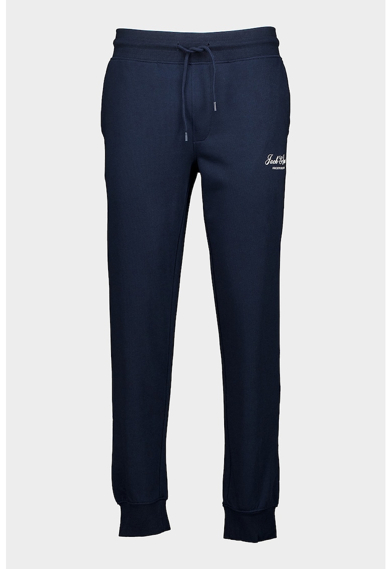 Pantaloni de trening din amestec de bumbac organic - Alb/Bleumarin