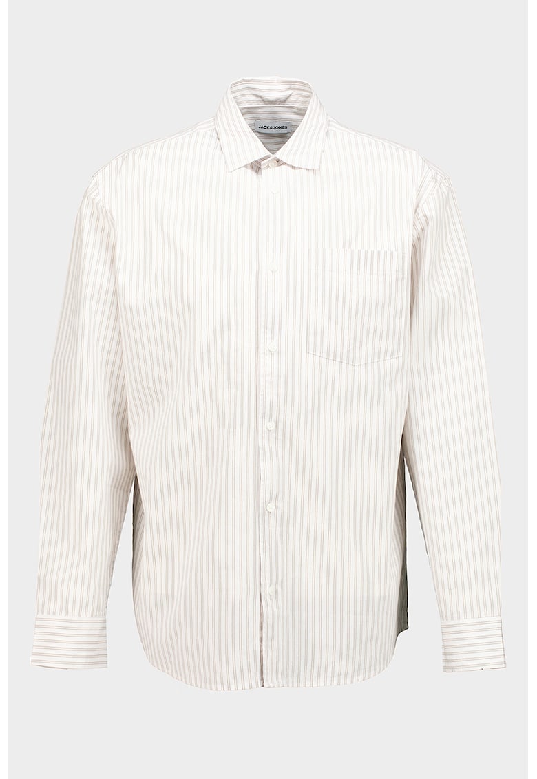 Camasa din bumbac organic cu dungi - Alb/Verde deschis