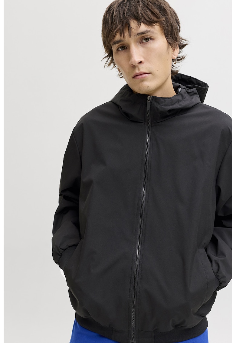 Jacheta regular fit cu fermoar - Negru