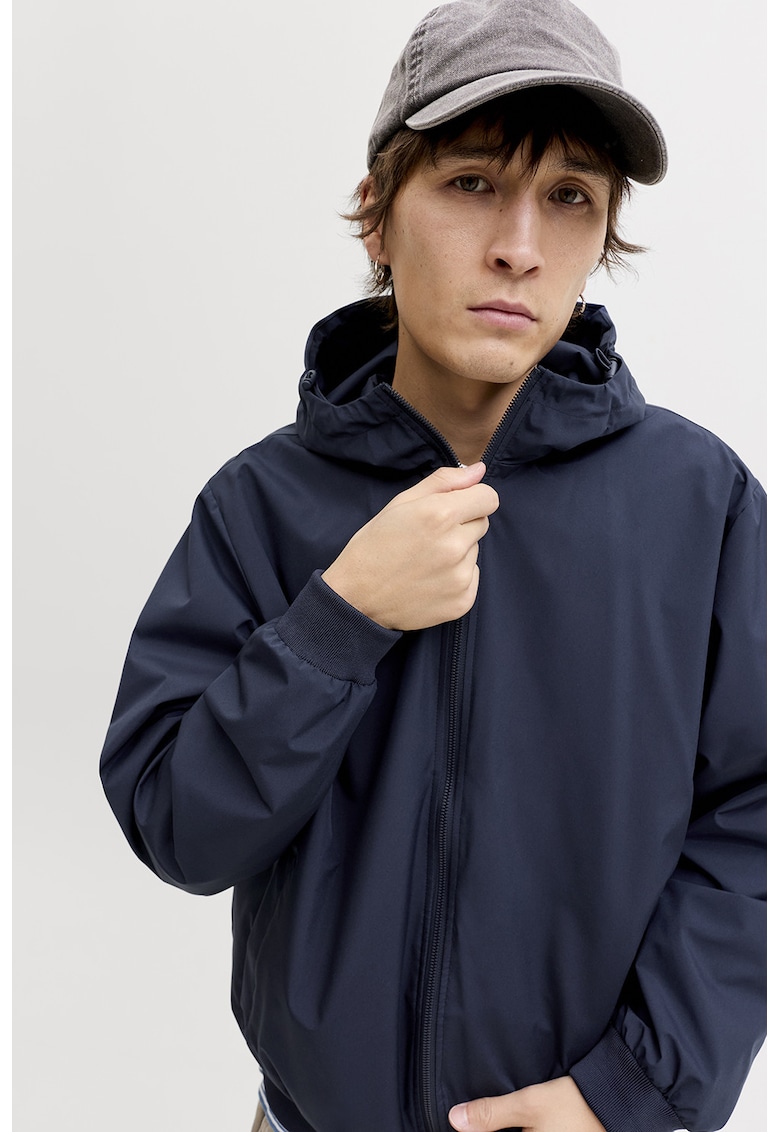 Jacheta regular fit cu fermoar - Bleumarin