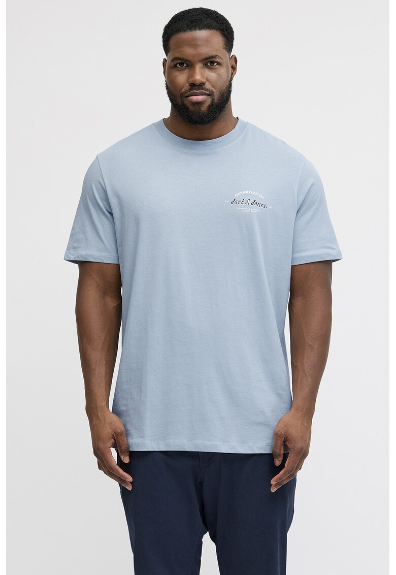 Tricou regular fit cu imprimeu pe piept - Albastru pastel