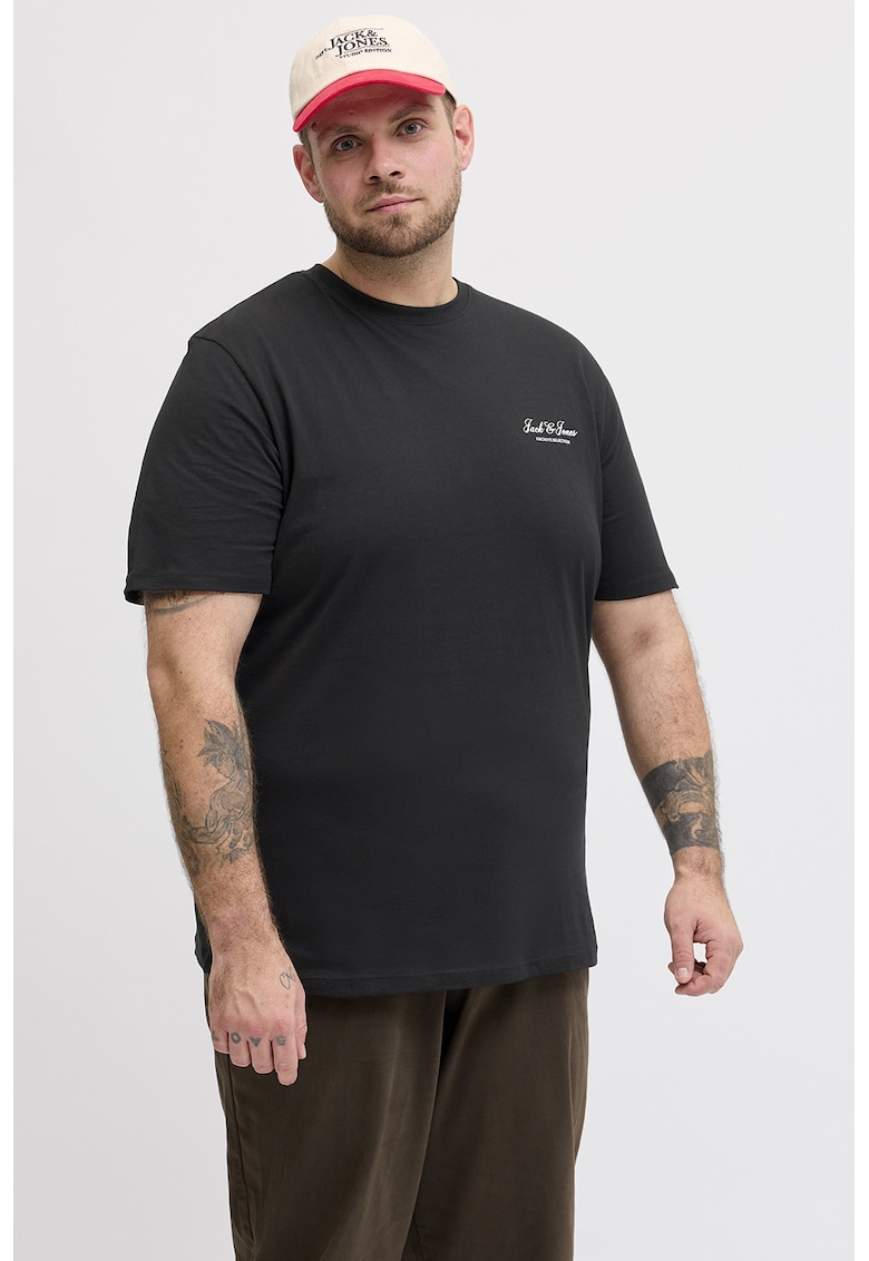 Tricou de bumbac organic cu decolteu la baza gatului - Negru