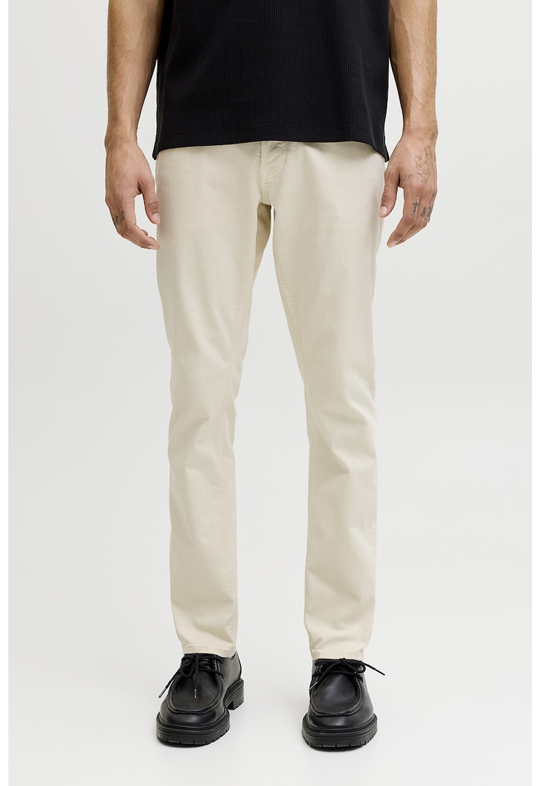 Blugi slim fit cu talie medie - Alb