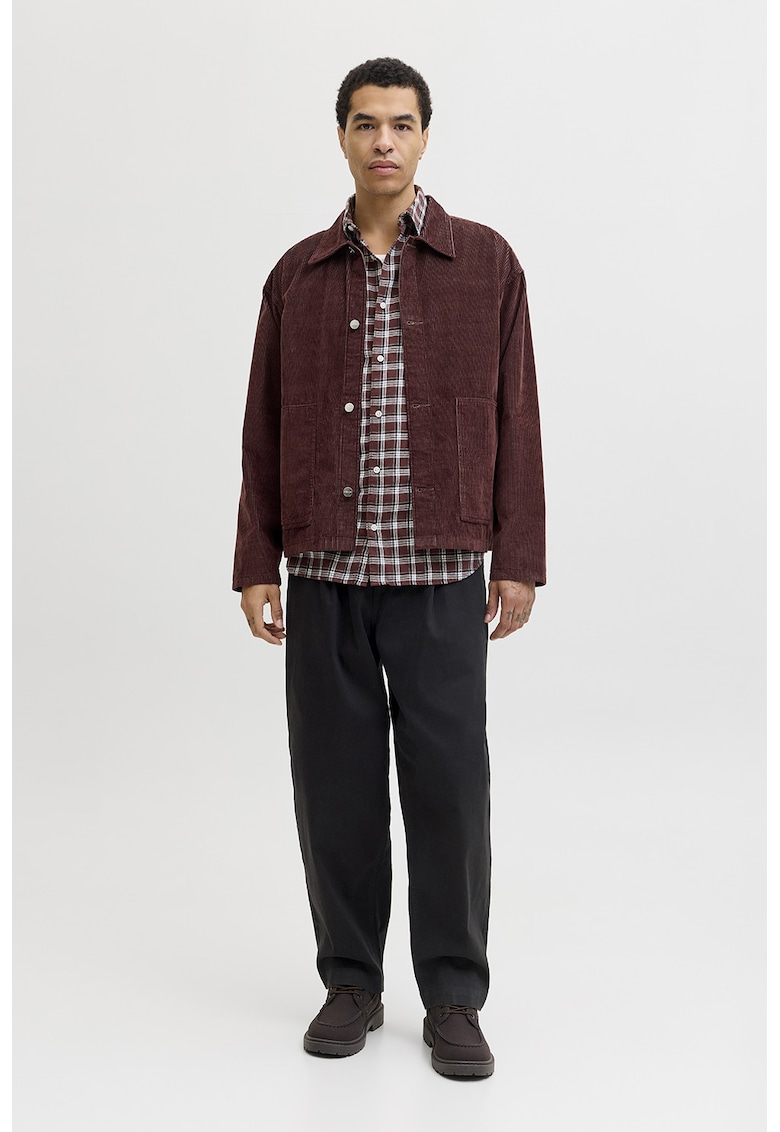 Pantaloni barrel fit de bumbac organic - Negru