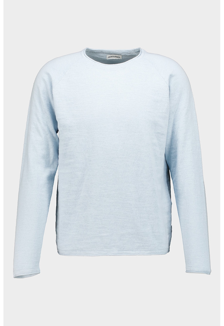 Pulover din bumbac organic cu decolteu rotund - Albastru pastel