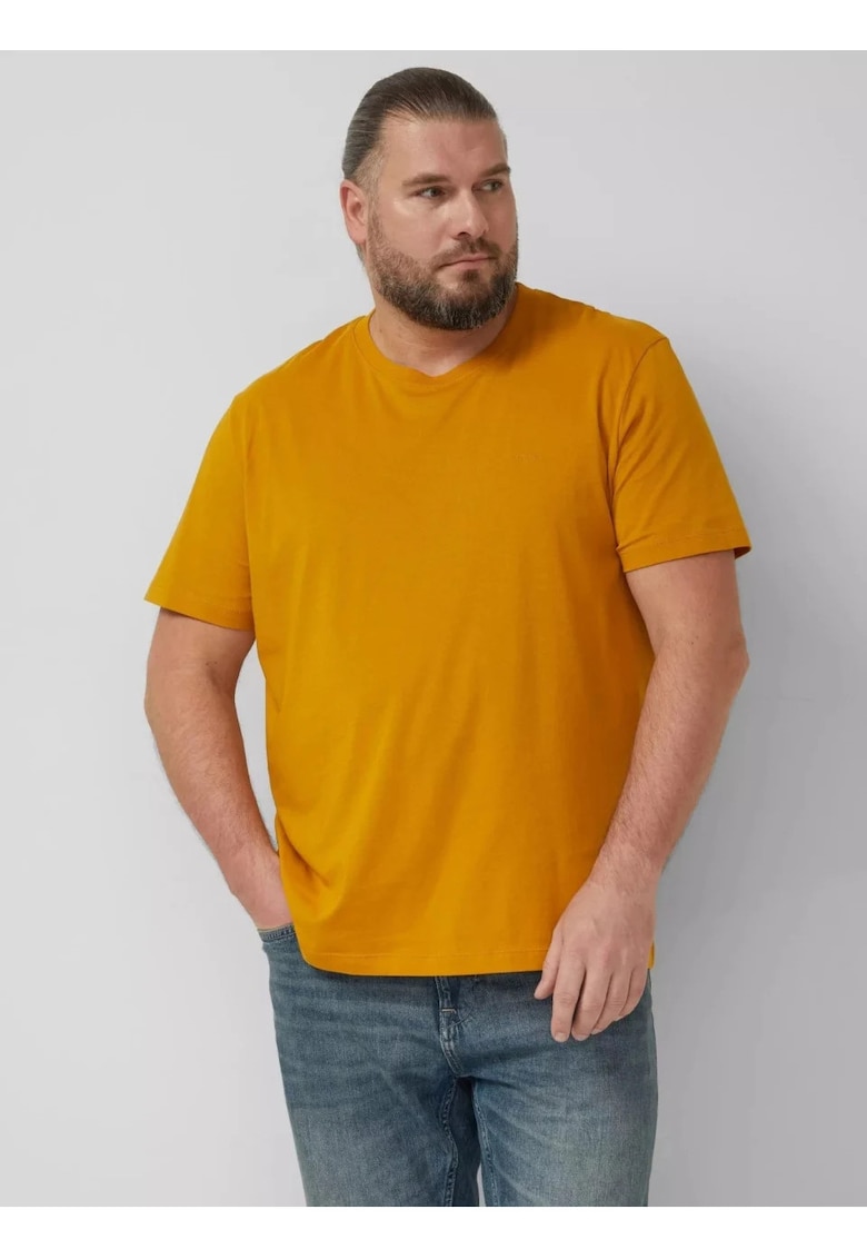 Tricou cu decolteu la baza gatului - Galben inchis