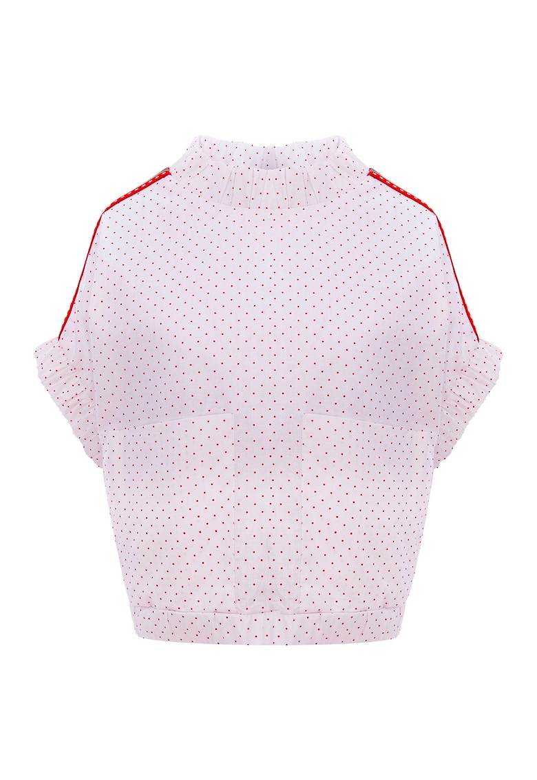 Bluza din amestec de bumbac cu model cu buline - Rosu/Alb
