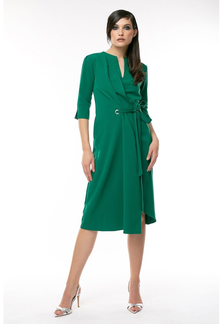 Rochie midi cu model petrecut - Verde