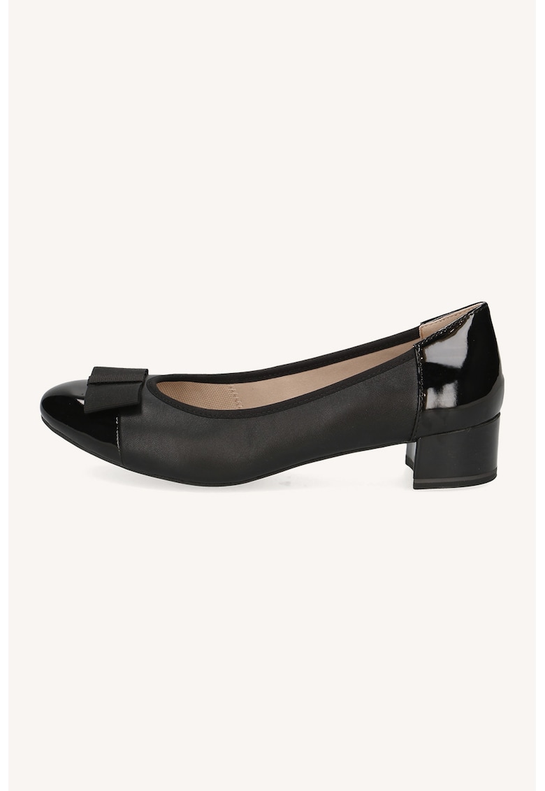 Pantofi de piele cu toc masiv - Negru