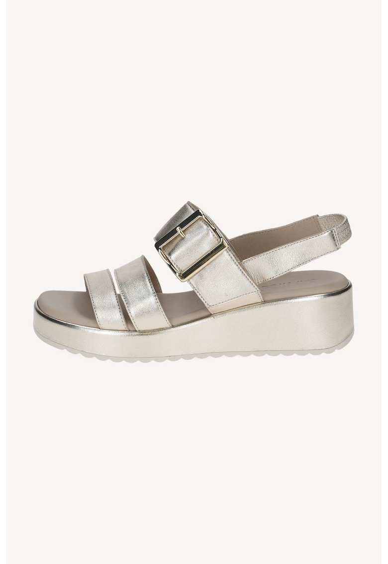 Sandale wedge din piele - Auriu