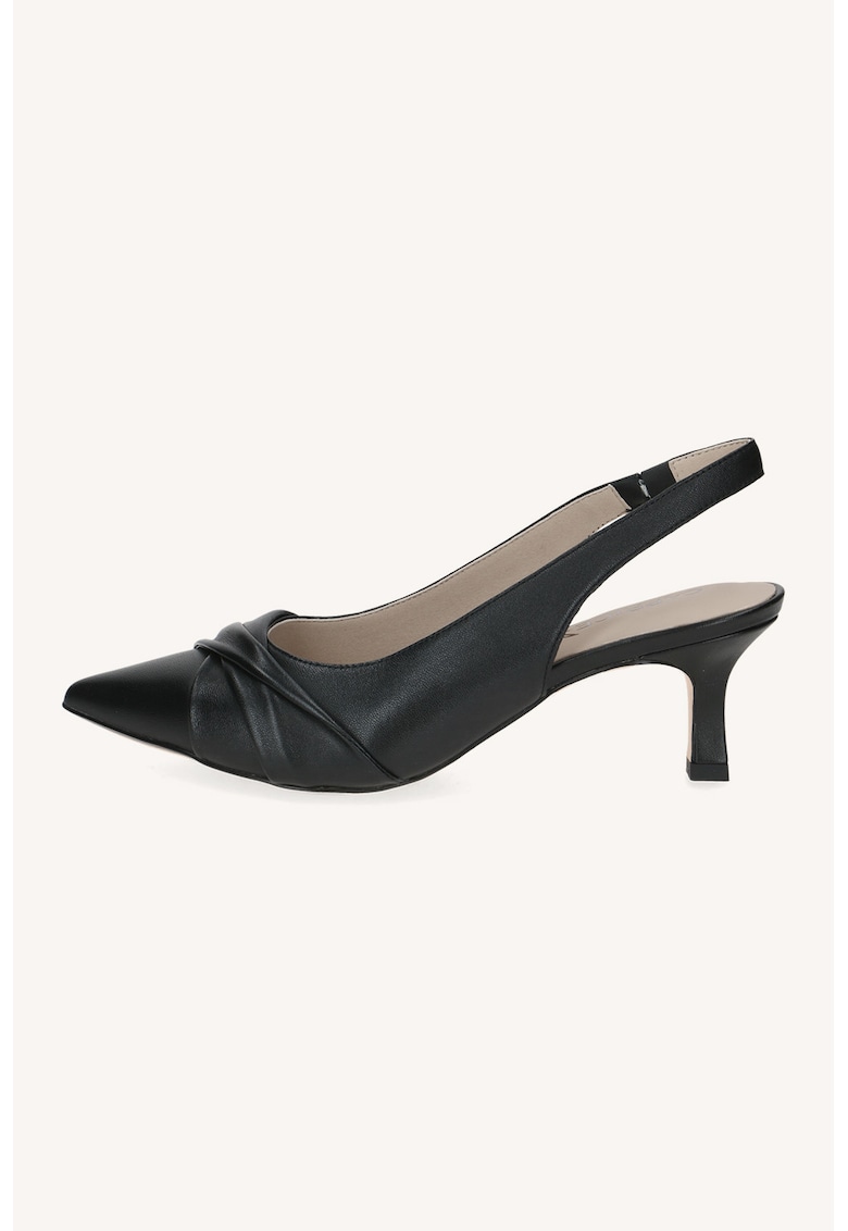 Pantofi slingback din piele cu varf ascutit - Negru