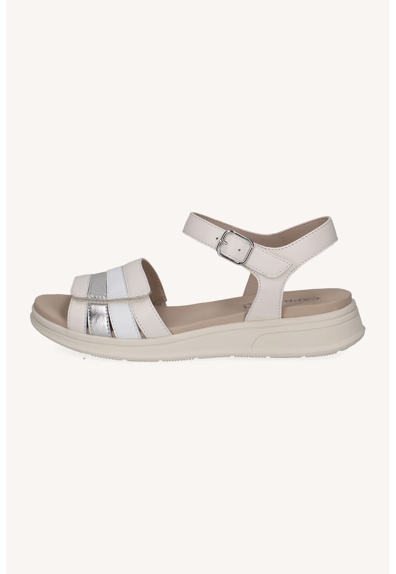 Sandale din piele cu design velcro - Auriu/Maro nisip/Bej deschis
