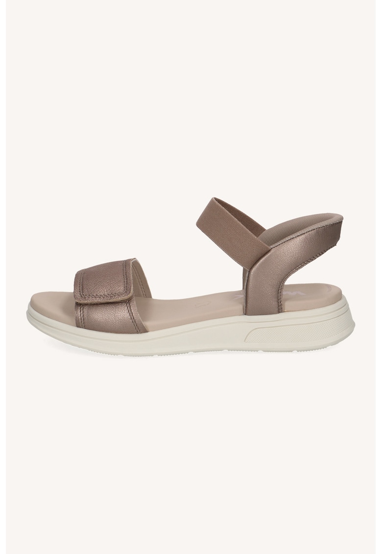 Sandale din piele cu velcro - Maro taupe/Alb murdar