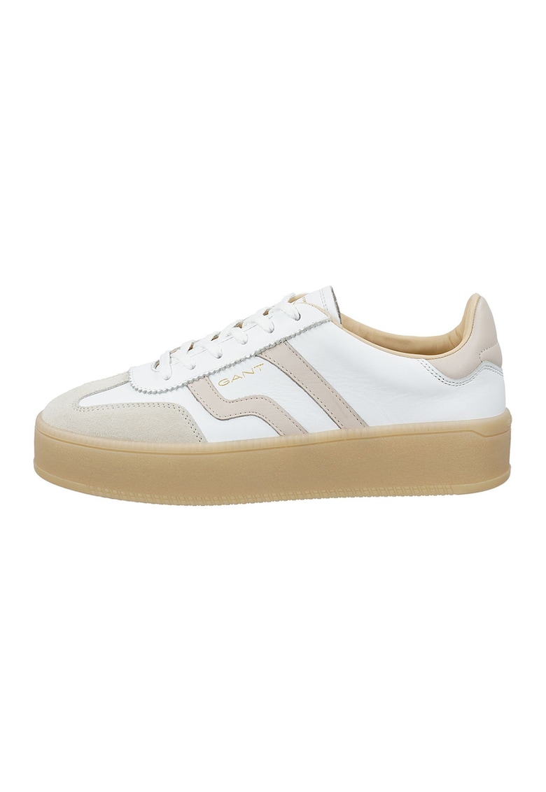 Pantofi sport din piele cu garnituri din piele intoarsa Cuzmani - Gri deschis/Alb optic