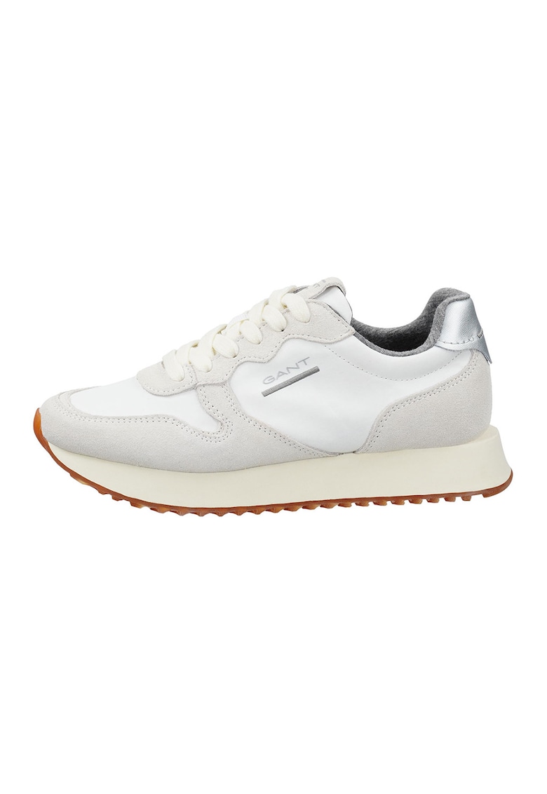 Pantofi sport din piele si piele intoarsa Bevinda - Gri deschis/Alb murdar/Argintiu