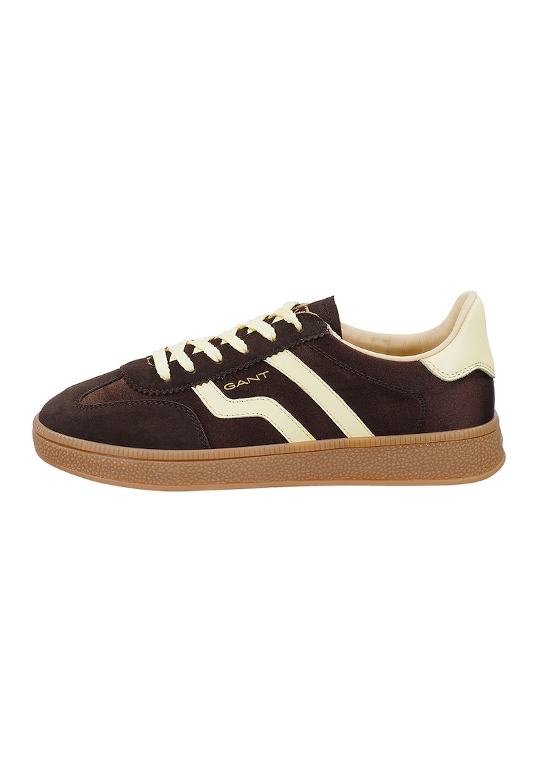 Pantofi sport din material textil cu garnituri din piele intoarsa Cuzima - Maro/Crem