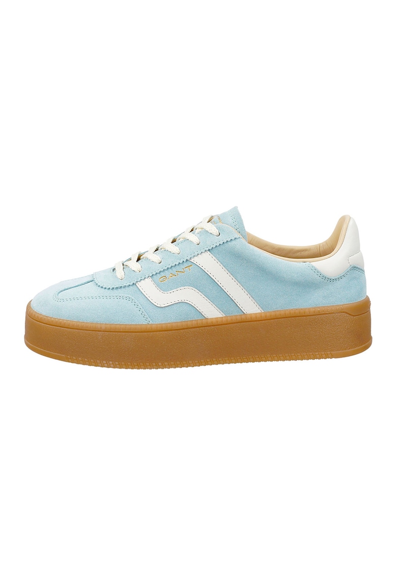 Pantofi sport din piele intoarsa cu talpa flatform Cuzmani - Alb/Albastru deschis