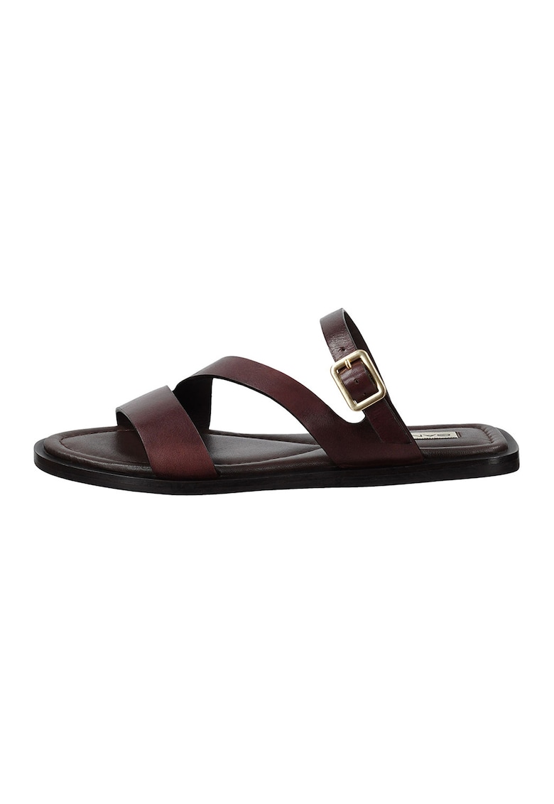 Sandale din piele cu barete multiple Sunlaz - Maro inchis